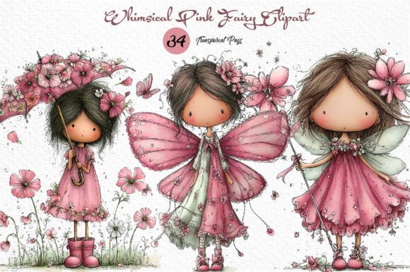 Download Whimsical Pink Fairy Clipart PNG - Premium Resources