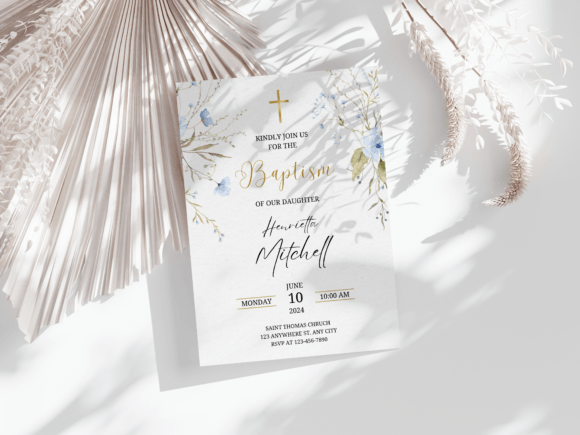 Download Baptism Invitation Template, Rustic Pink - Template Collection